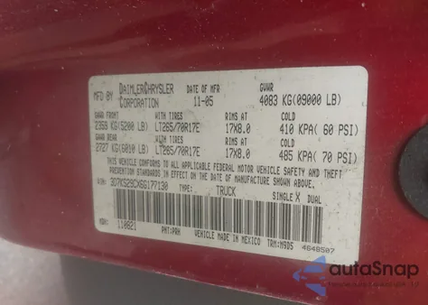 2006 Dodge Ram 2500 Slt from USA, damaged, VIN 3D7KS29CX6G177130